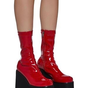 Red Lamoda Platform Boots